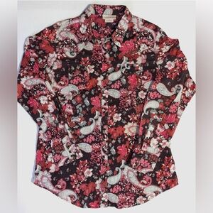 Ariat Women's Floral Paisley Button Down Shirt - Red and Black
